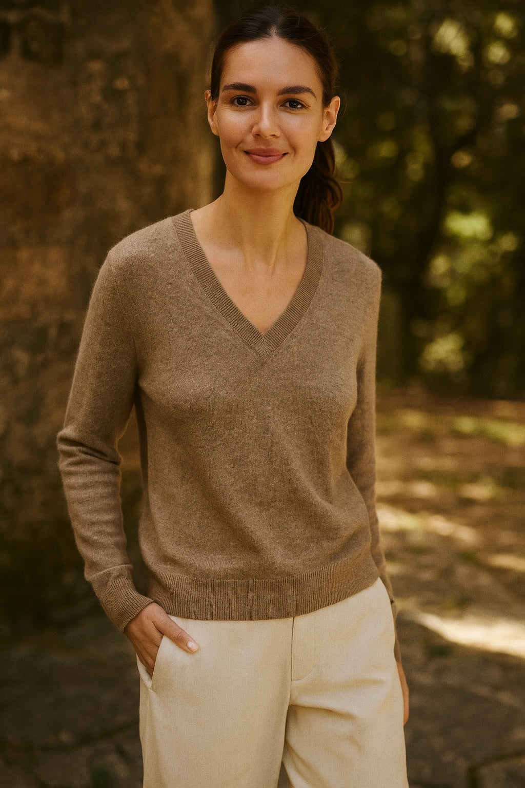 Nina Kaschmirpullover mit V-Ausschnitt