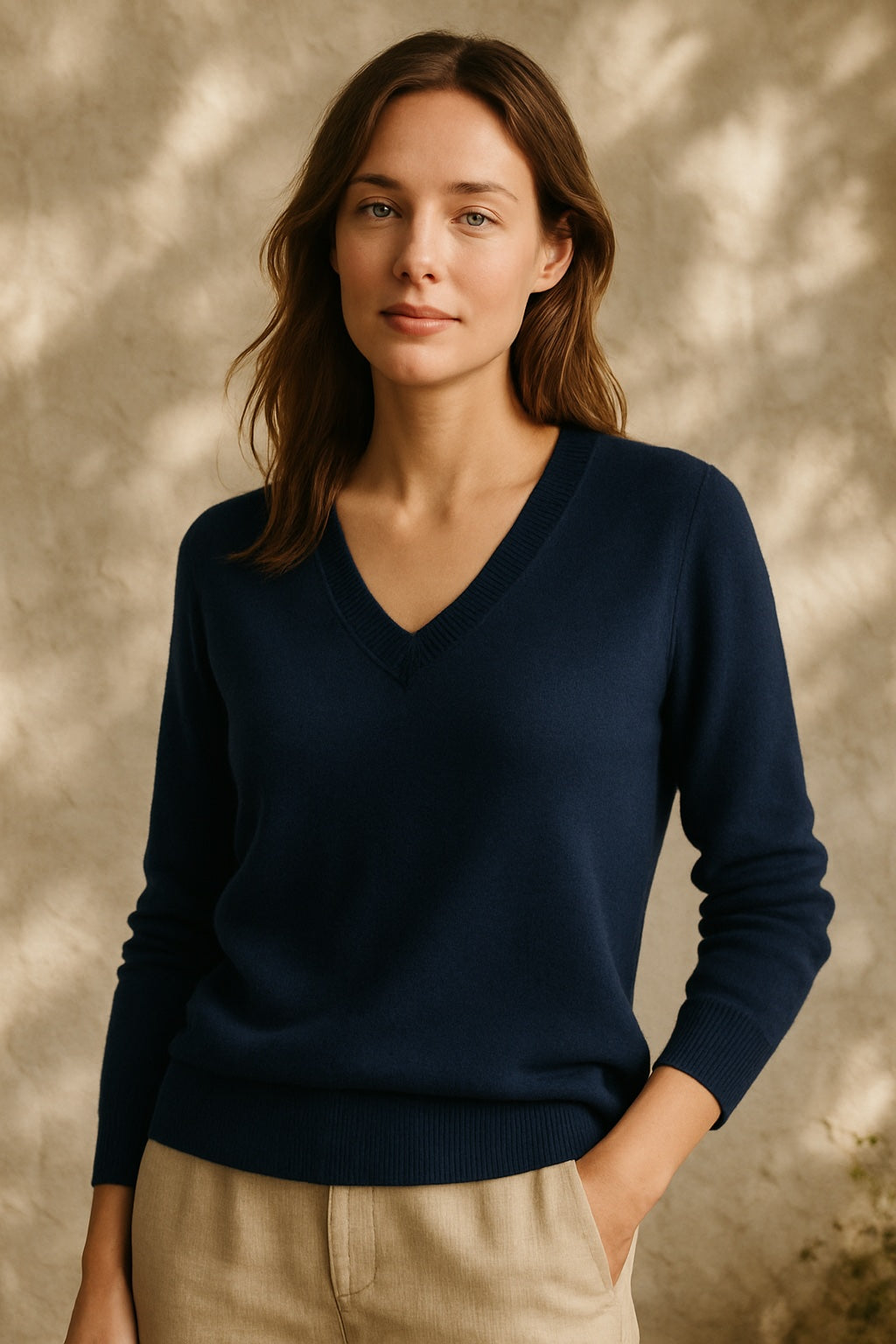 Nina Kaschmirpullover mit V-Ausschnitt