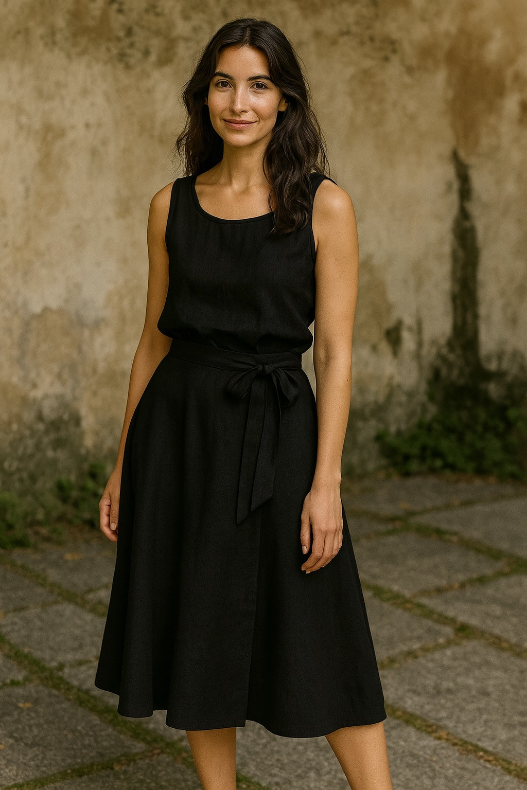 maya linen & cotton wrap skirt