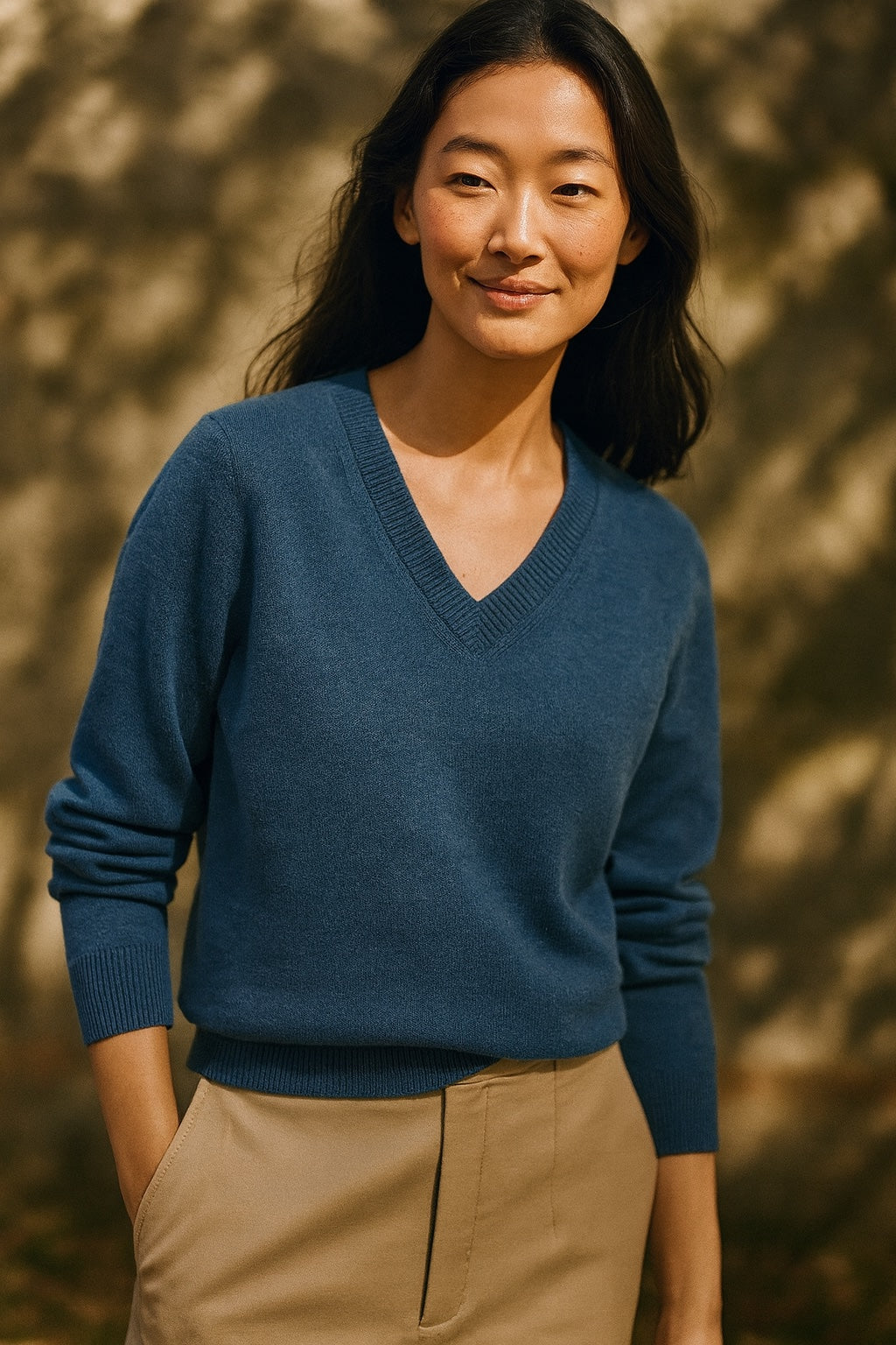Nina Kaschmirpullover mit V-Ausschnitt