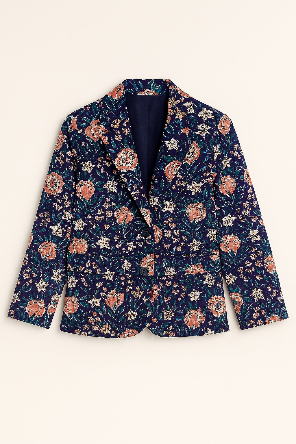 sofia blockprint cotton blazer