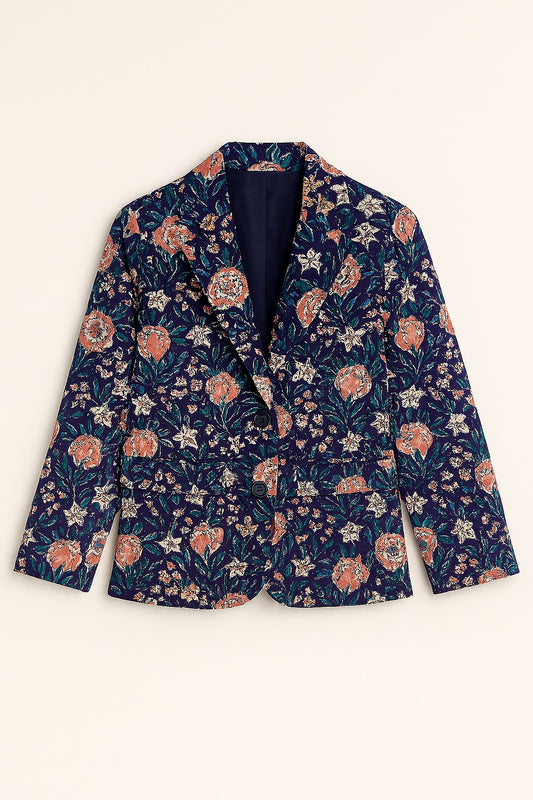 sofia blockprint cotton blazer