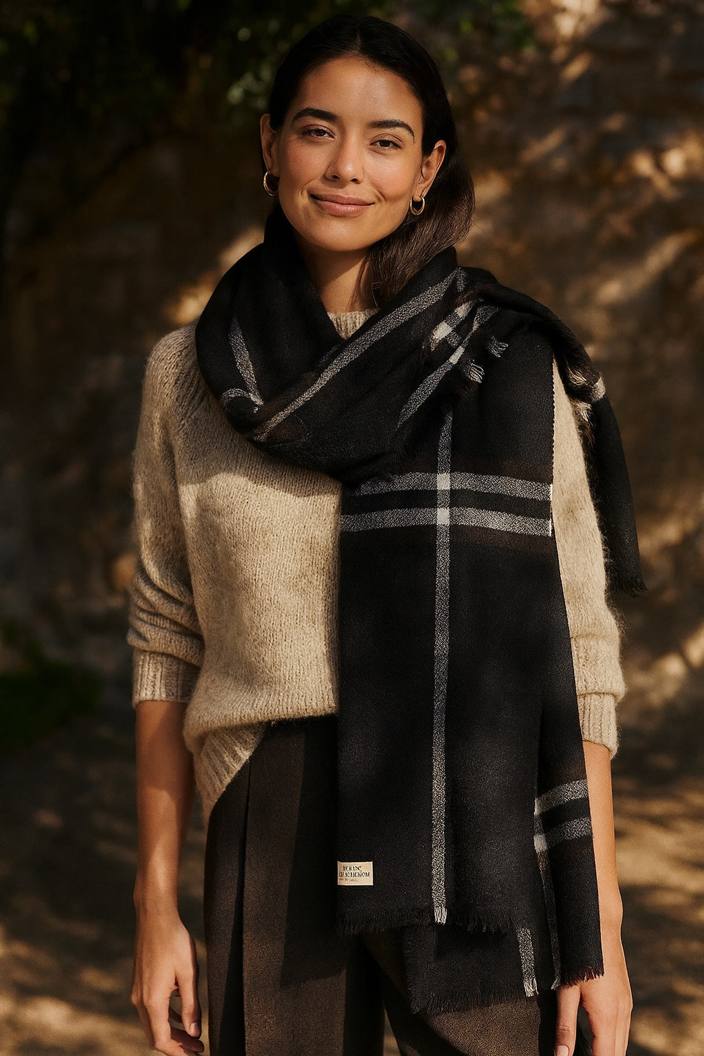 mélodie pure cashmere patterned scarf