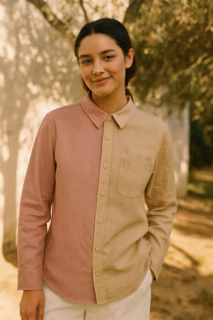 liza bicolor linen & cotton shirt