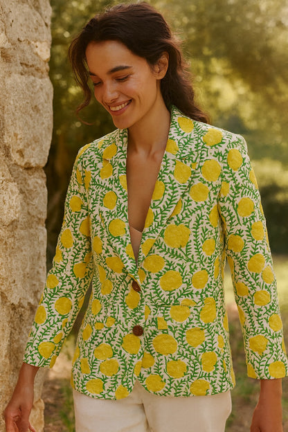 sofia blockprint cotton blazer