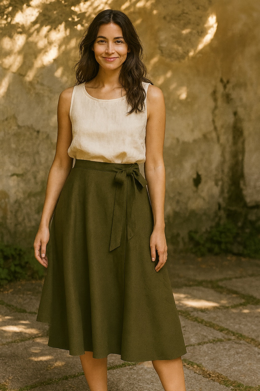 maya linen & cotton wrap skirt
