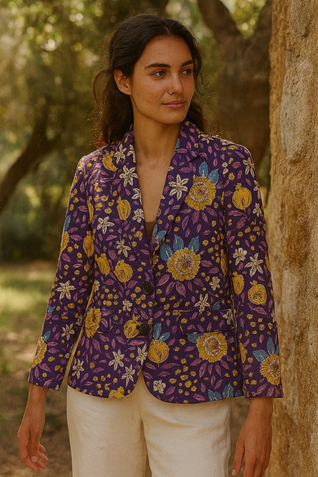 sofia blockprint cotton blazer