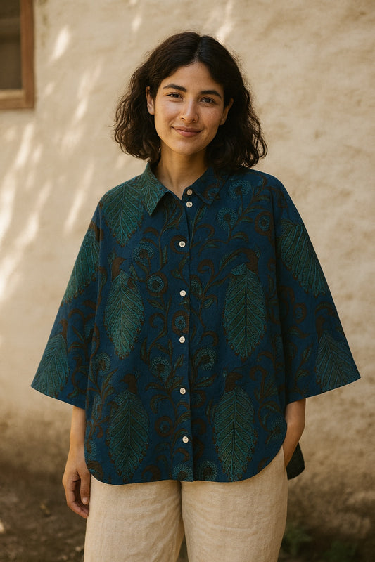 bonnie oversized blockprint shirt