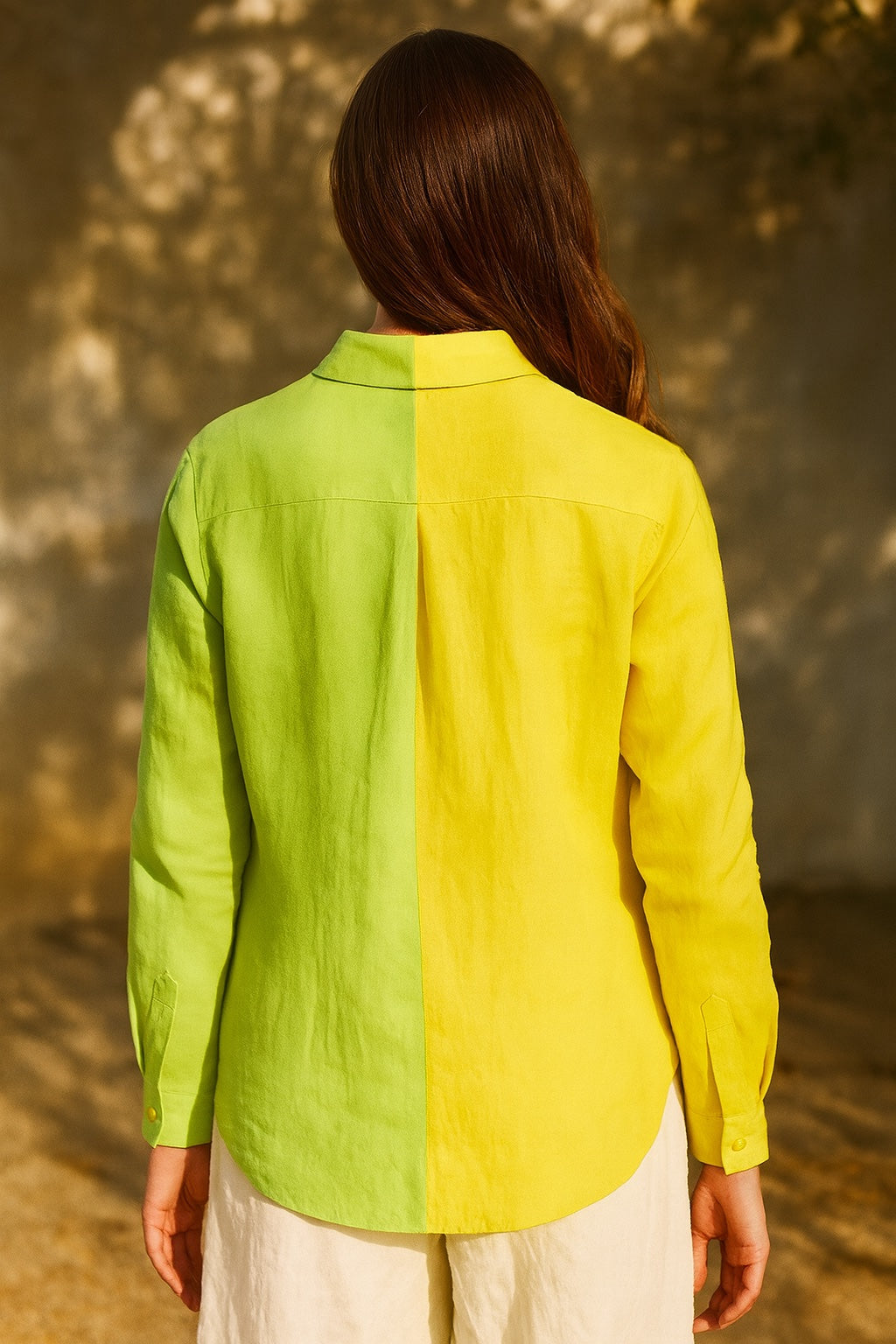 liza bicolor linen & cotton shirt