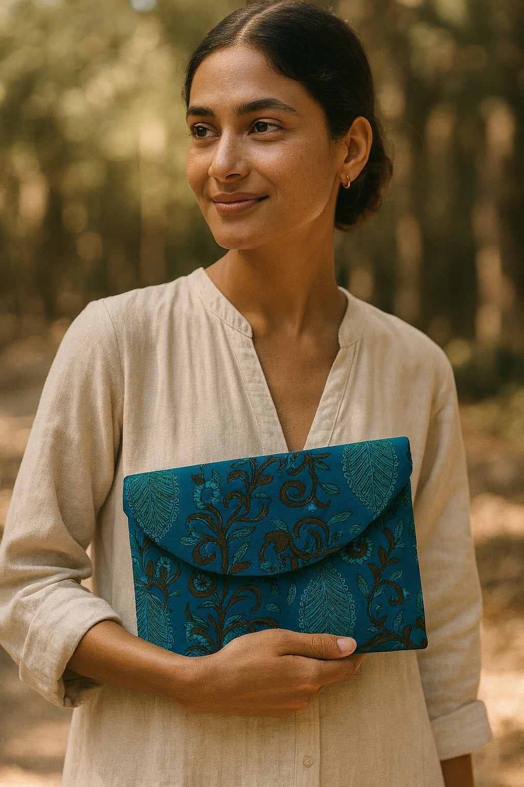 madeleine blockprint clutch