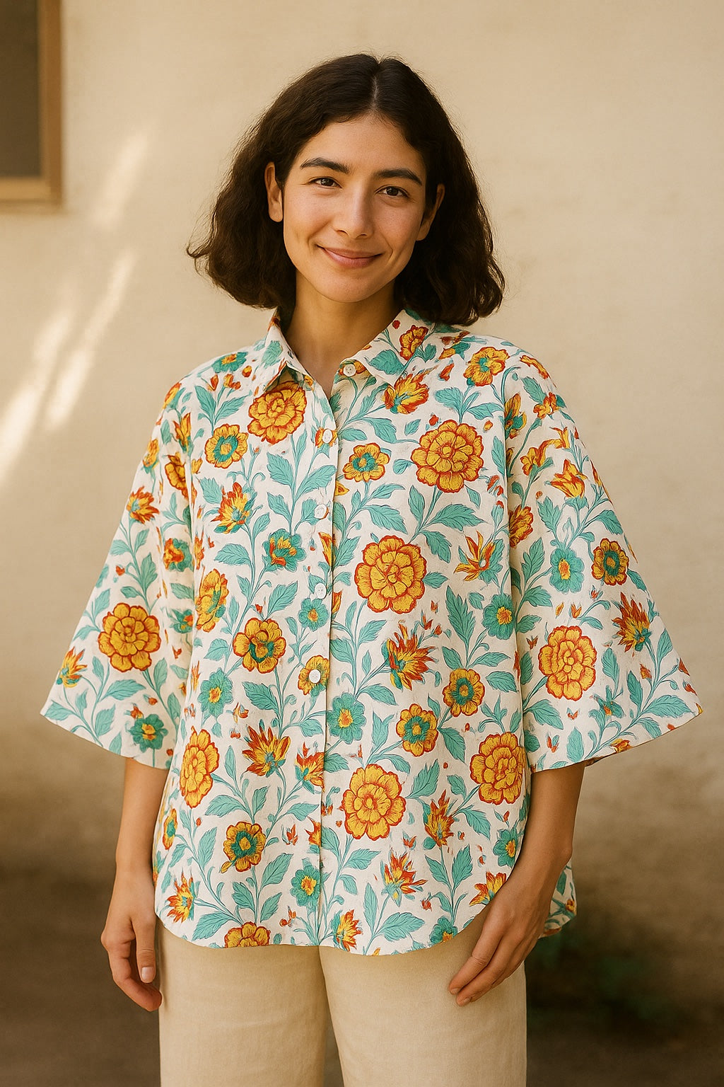 bonnie oversized blockprint shirt