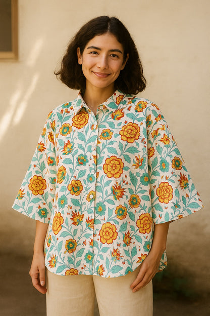 bonnie oversized blockprint shirt