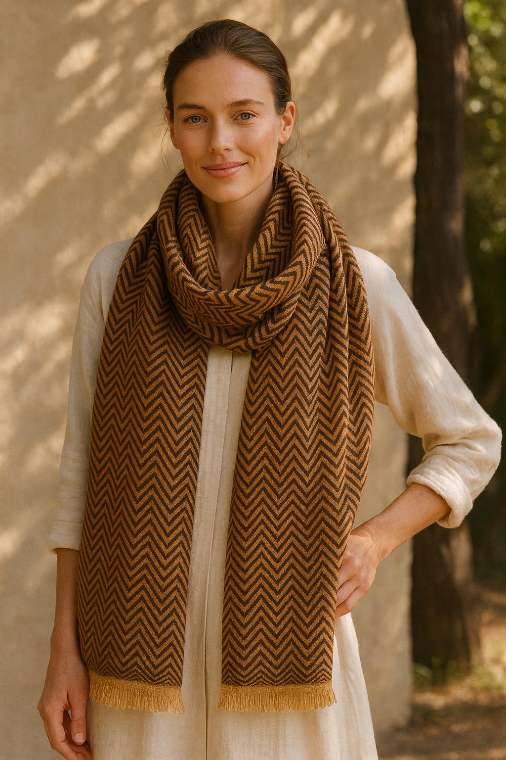 mélodie pure cashmere patterned scarf