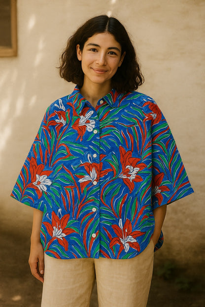 bonnie oversized blockprint shirt