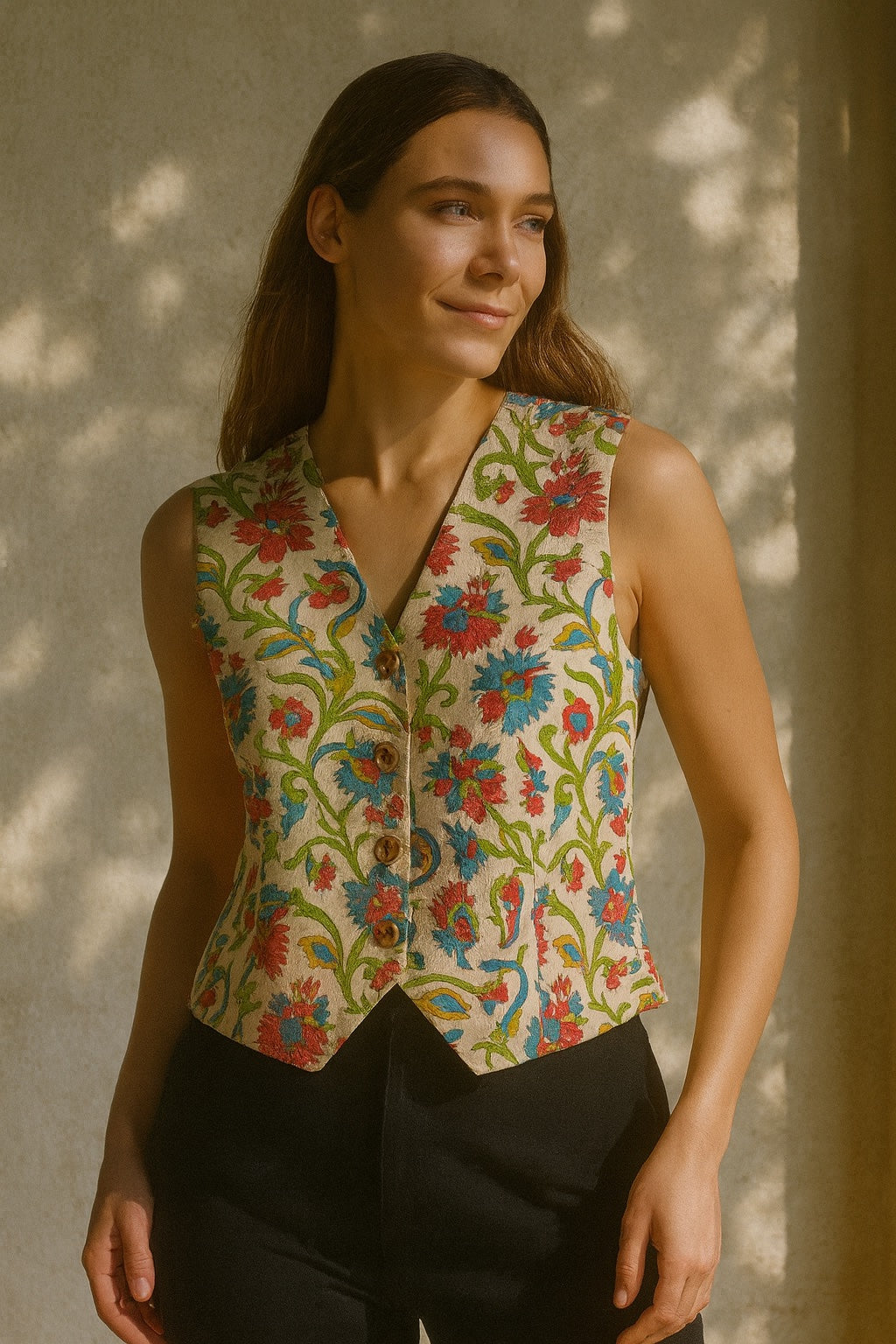 jade blockprint vest