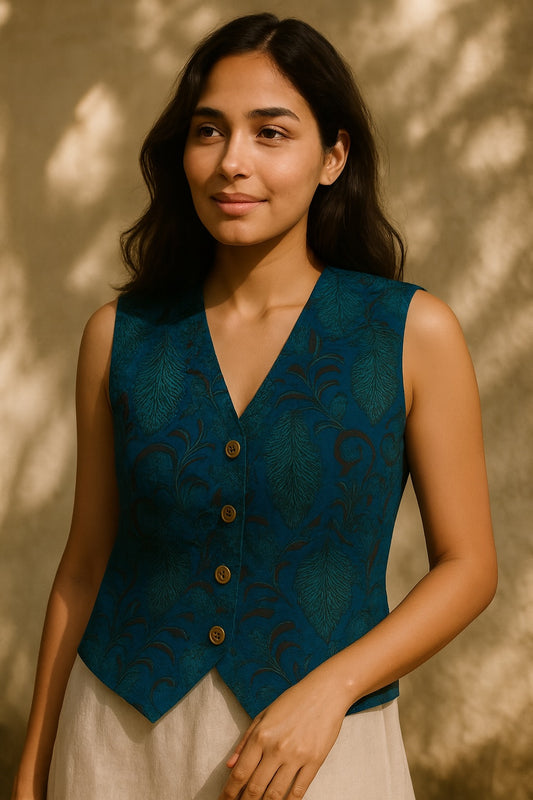 jade blockprint vest