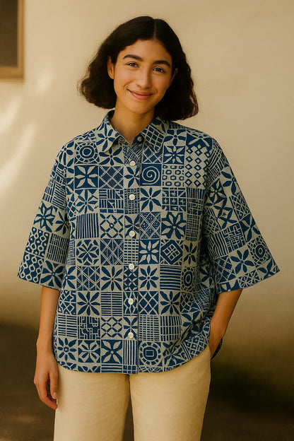 bonnie oversized blockprint shirt