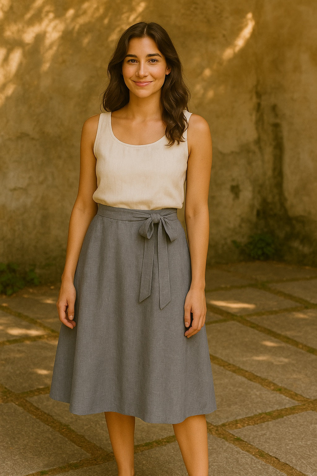 maya linen & cotton wrap skirt