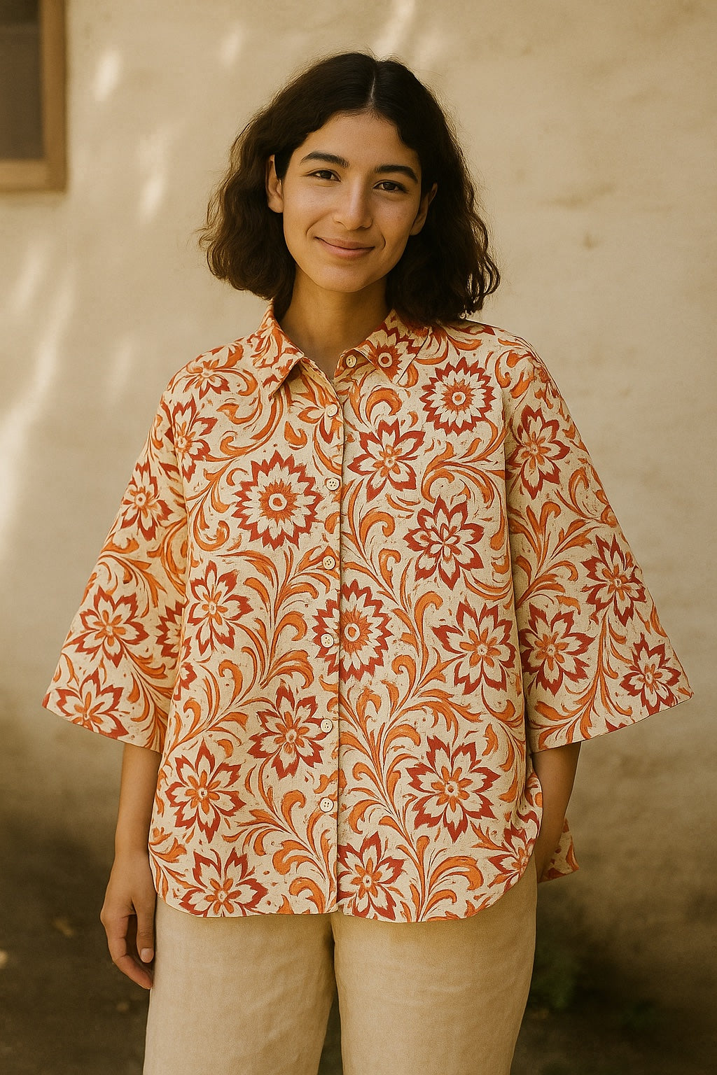 bonnie oversized blockprint shirt