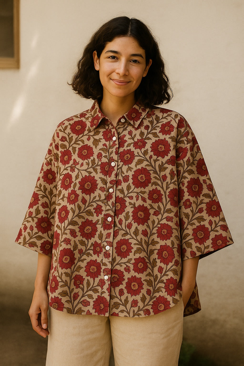 bonnie oversized blockprint shirt