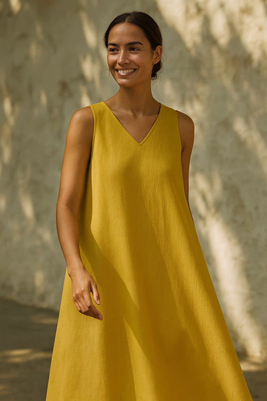 aveline cotton & linen dress
