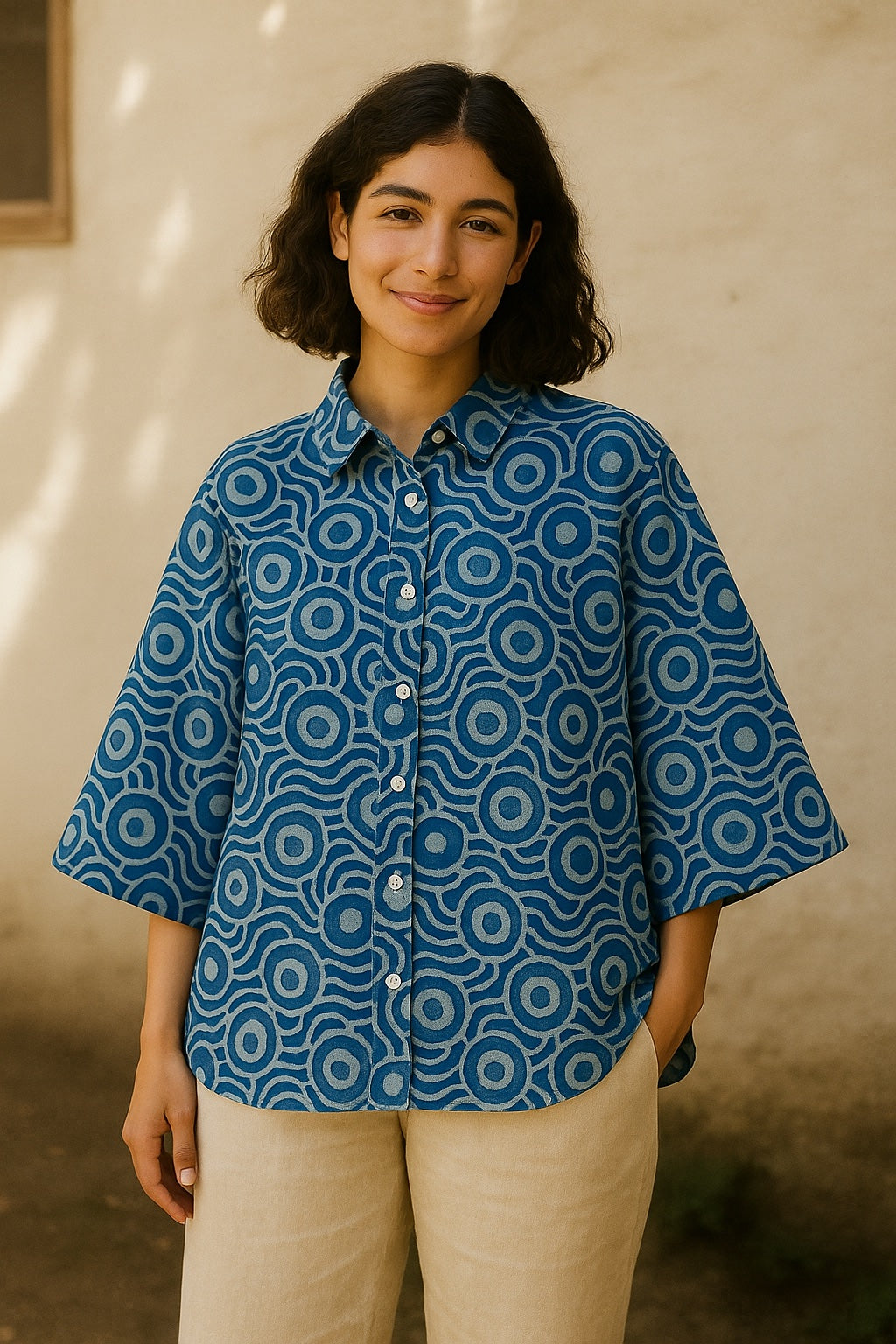 bonnie oversized blockprint shirt