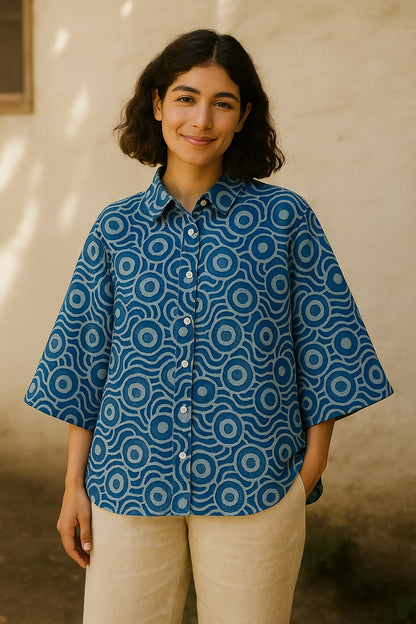 bonnie oversized blockprint shirt