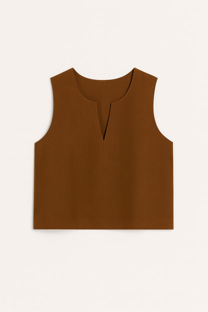 samantha blockprint sleeveless v-neck top