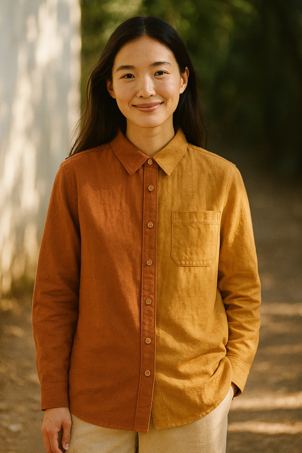 liza bicolor linen & cotton shirt