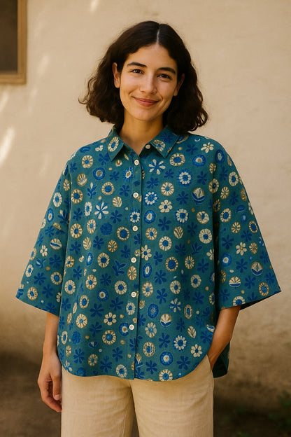 bonnie oversized blockprint shirt