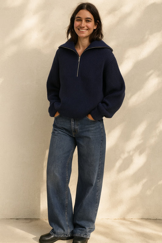 anna wool zip sweater