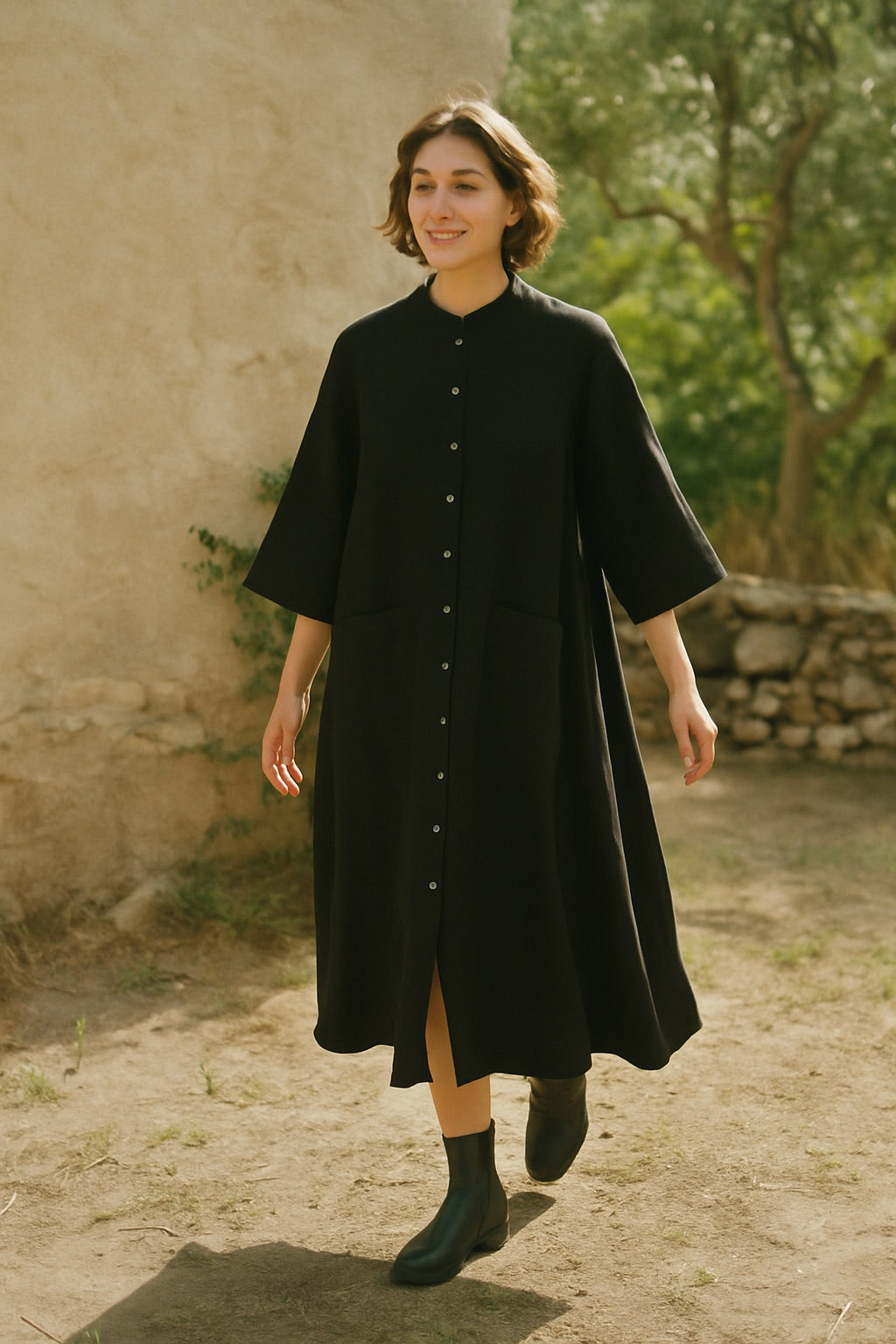 carla buttondown dress