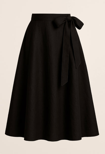 maya linen & cotton wrap skirt