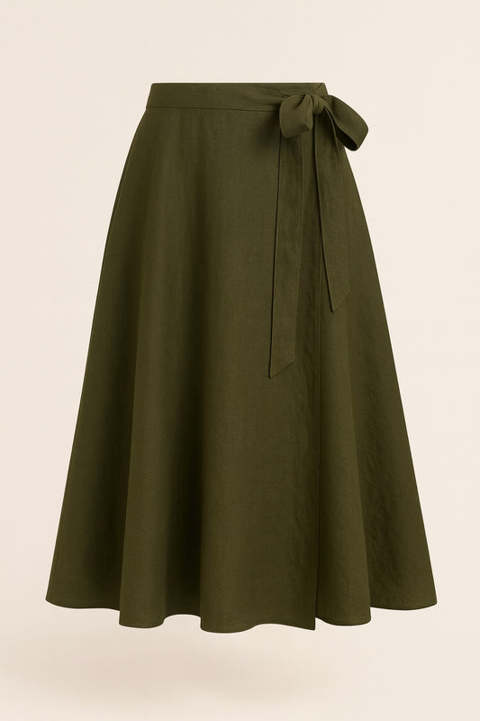 maya linen & cotton wrap skirt
